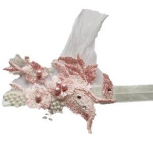 Pink floral Easter headband bow birthday hair accessories photoshoot flower girl